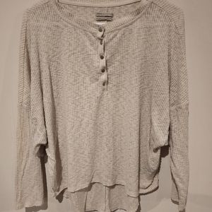 Urban Outfitters Long Sleeve Henley Shirt Cream Small